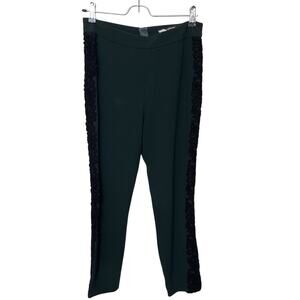 Dolce & Gabbana Embroidered Side Pants Women’s Size 40 Dark Green/Black Crop